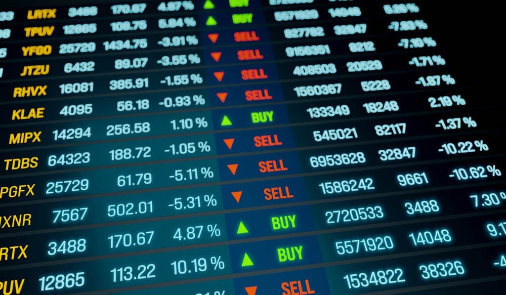 A brokerage business, showing transactional data on a screen.