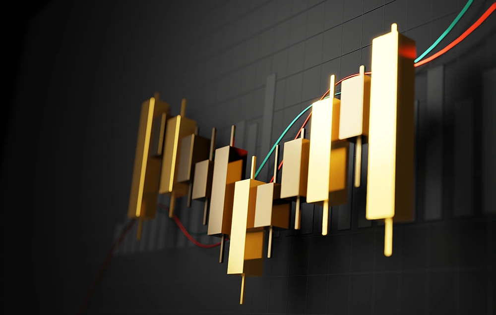 Gold candlestick chart pattern Forex tracking concept