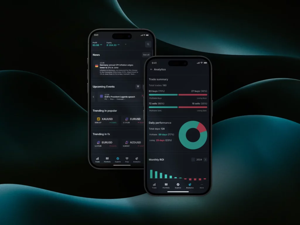 Mobile version of the upgraded Match-Trader trading platform interface.